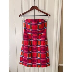 90s Plaid Strapless Mini Dress
